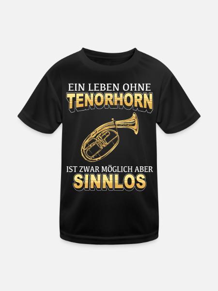 Tenorhorn Tenorhornist Horn Instrument - Kinder Funktions-T-Shirt - Schwarz - Vorne