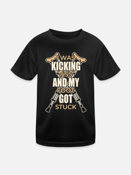 Rétablissez-vous Pied cassé Os cassé - T-shirt sport Enfant - noir - Devant