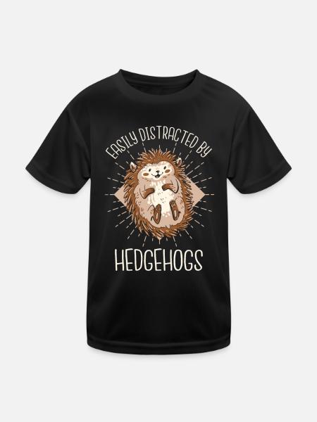 Hedgehog Spiny Animal Hedgehog - Kids Functional T-Shirt - black - Front