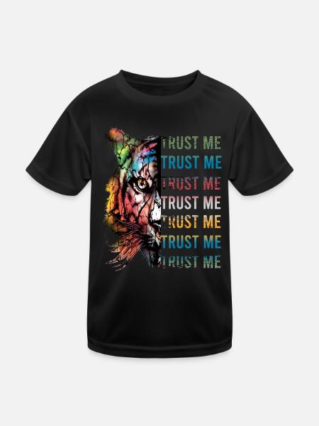 Tiger Aquarellmalerei Vertrau mir Design Shirt - Kinder Funktions-T-Shirt - Schwarz - Vorne