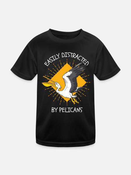 Pelikan Tier Vogel Pelikane - Kinder Funktions-T-Shirt - Schwarz - Vorne