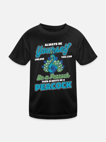 Paon Oiseau Animal Paons - T-shirt sport Enfant - noir - Devant