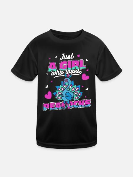 Paon Oiseau Animal Paons - T-shirt sport Enfant - noir - Devant