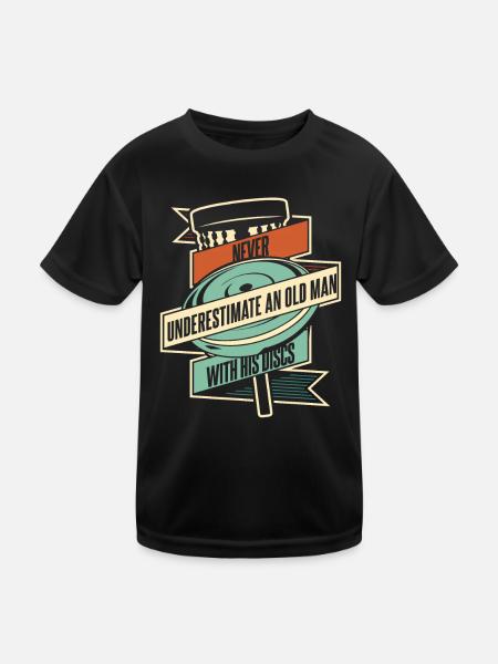 Sport Ulitmate Disc Golf - Kinder Funktions-T-Shirt - Schwarz - Vorne