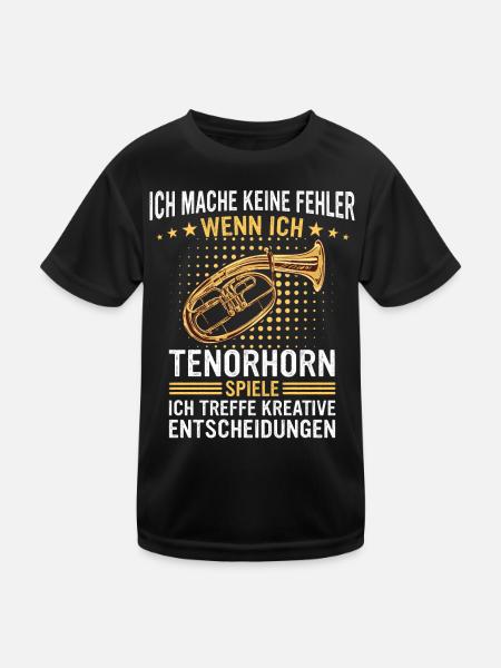 Tenorhorn Tenorhornist Horn Instrument - Kinder Funktions-T-Shirt - Schwarz - Vorne