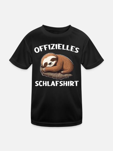 Faultier Faultiere Tier Schlafen Faul - Kinder Funktions-T-Shirt - Schwarz - Vorne