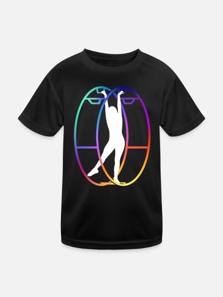 Rhönrad Gymnastics Wheel Wheel - Kids Functional T-Shirt - black - Front