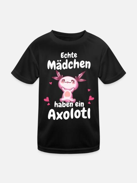 Axolotl Schwanzlurch Axolotls - Kinder Funktions-T-Shirt - Schwarz - Vorne
