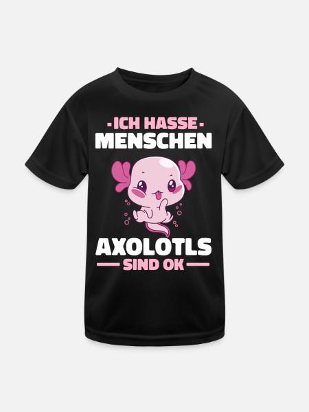 Axolotl Schwanzlurch Axolotls - Kinder Funktions-T-Shirt - Schwarz - Vorne