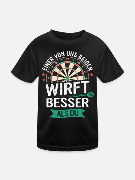 Dart Darts Dartspieler Dartsport - Kinder Funktions-T-Shirt - Schwarz - Vorne