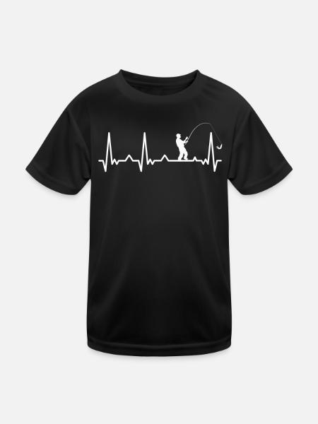 Angler Fischer Angeln Fischen Fisch - Kinder Funktions-T-Shirt - Schwarz - Vorne