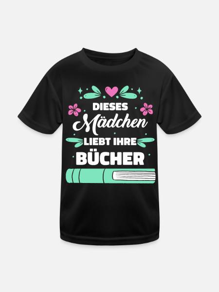 Buch Lesen Bücher Buch Nerd Bücherwurm - Kinder Funktions-T-Shirt - Schwarz - Vorne