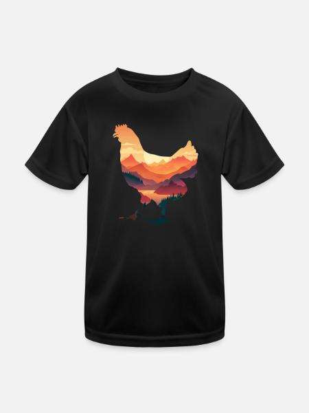 Chicken Chickens Farmer Farmer Farm Rooster - Kids Functional T-Shirt - black - Front