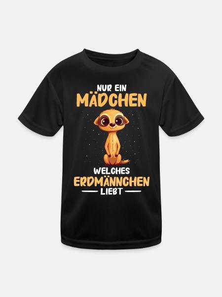 Erdmännchen Scharrtier Tier - Kinder Funktions-T-Shirt - Schwarz - Vorne