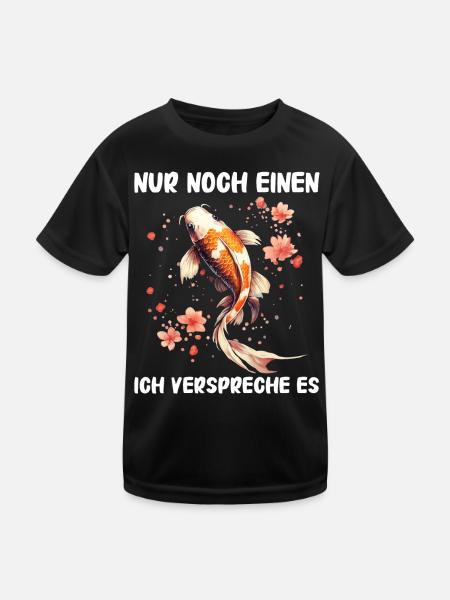 Koi Fisch Japanische Karpfen Teich Fisch Kois - Kinder Funktions-T-Shirt - Schwarz - Vorne