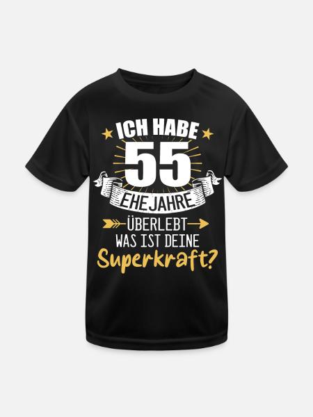 55 Hochzeitstag Geschenk Ehejahre - Kinder Funktions-T-Shirt - Schwarz - Vorne