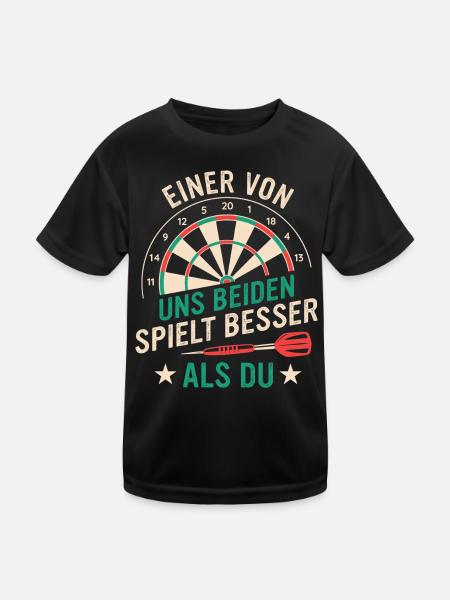 Dart Darts Dartspieler Dartsport - Kinder Funktions-T-Shirt - Schwarz - Vorne