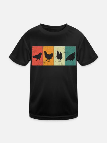 Chicken Chickens Farmer Farmer Farm Rooster - Kids Functional T-Shirt - black - Front