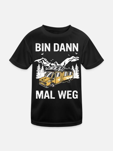 Camping Wohnwagen Camper - Kinder Funktions-T-Shirt - Schwarz - Vorne