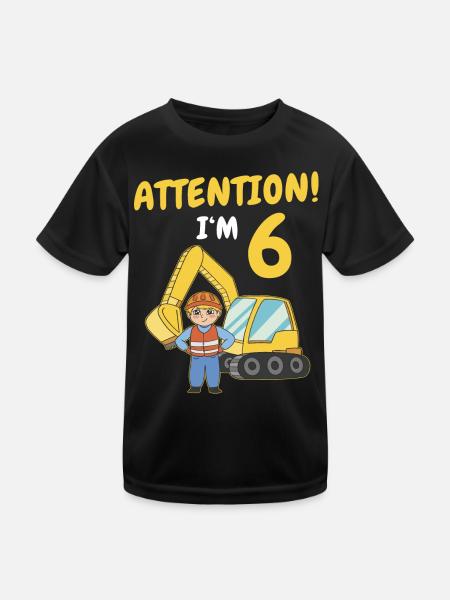 Cadeau 6 ans anniversaire garçon ou fille - T-shirt sport Enfant - noir - Devant