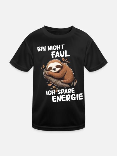 Faultier Faultiere Tier Schlafen Faul - Kinder Funktions-T-Shirt - Schwarz