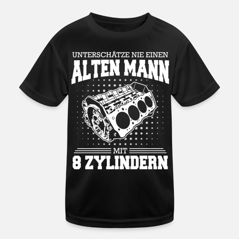 V8 Motor 8 Zylinder Hubraum Auto Tuning Tuner Kinder Funktions-T-Shirt