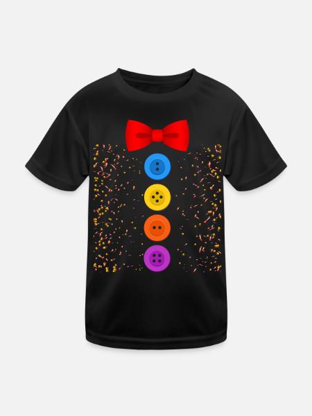 Ein lustiges Karneval Kostüm mit Knöpfen Karneval - Kinder Funktions-T-Shirt - Schwarz - Vorne