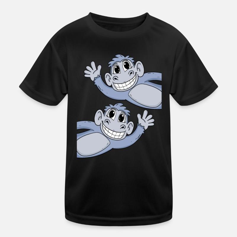 Affe Affen - Kinder Funktions-T-Shirt - Schwarz