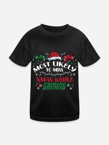 Noël Gamer Drôle Miss Noël Tout En Jouant - T-shirt sport Enfant - noir - Devant