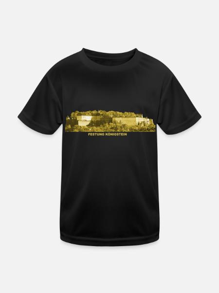 Königstein Festung Elbsandsteingebirge Sachsen - Kinder Funktions-T-Shirt - Schwarz - Vorne
