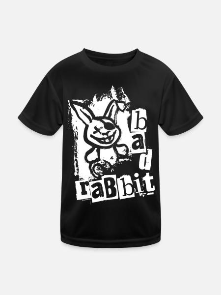 Bad Rabbit - Freches Häschen Kaninchen Hase - Kinder Funktions-T-Shirt - Schwarz - Vorne