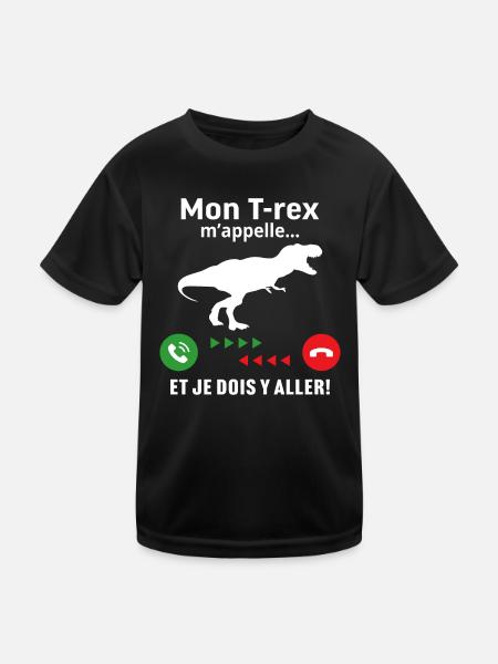 Cadeau humour enfant garçon mon T-rex m'appelle - T-shirt sport Enfant - noir - Devant