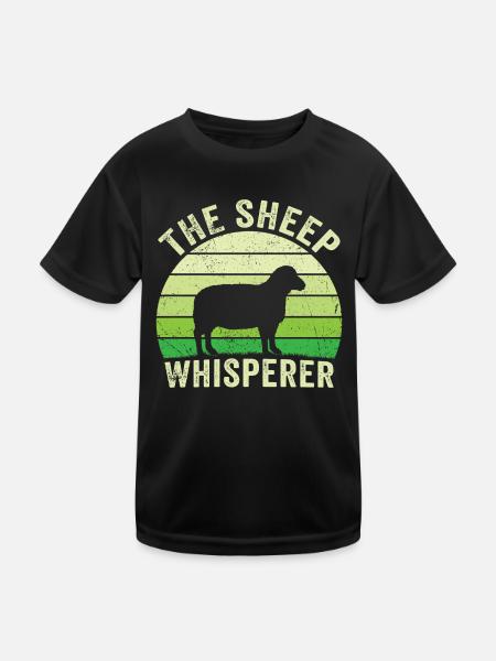 Sheep whisperer t-shirt for the sheep lover - Kids Functional T-Shirt - black - Front