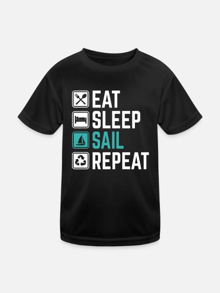 Manger Sommeil voile Répéter T-shirt voilier voilier - T-shirt sport Enfant - noir - Devant