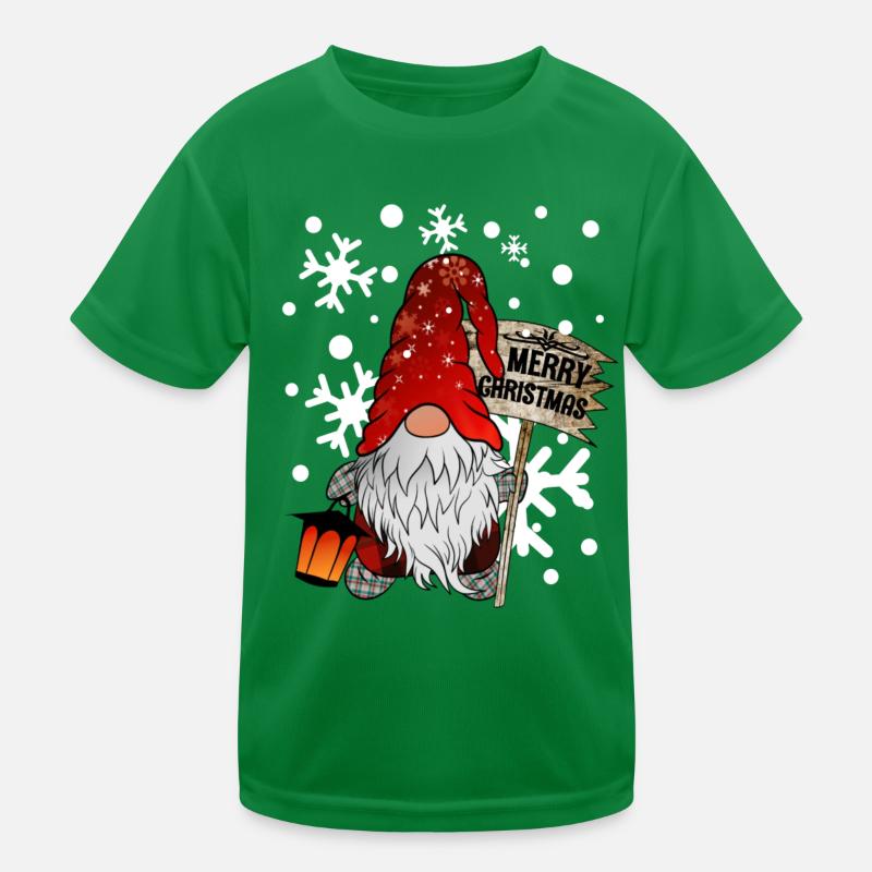 Weihnachts Zwerg Christmas Gnome mit Schneeflocken Kinder Funktions-T-Shirt