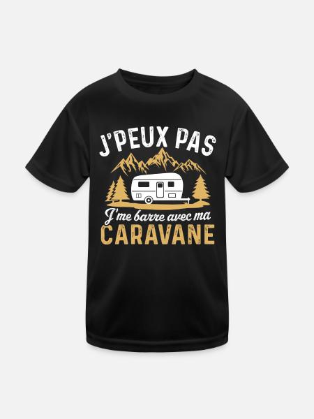 J'peux pas j'me barre avec ma caravane - T-shirt sport Enfant - noir - Devant