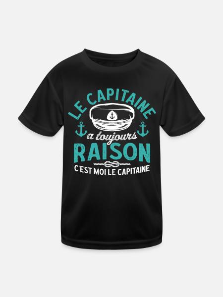C'est moi le capitaine t-shirt capitaine - T-shirt sport Enfant - noir - Devant