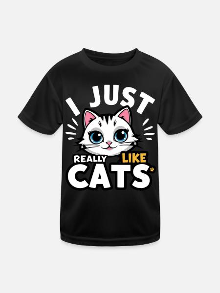 Chat Chats Amoureux Chat Propriétaire Chaton - T-shirt sport Enfant - noir - Devant