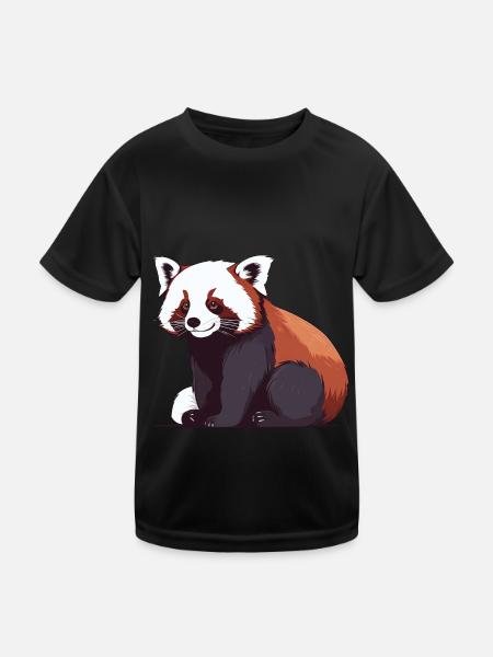 Roter Panda - Kinder Funktions-T-Shirt - Schwarz - Vorne