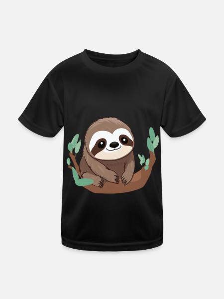 Süßes Faultier Geschenk - Kinder Funktions-T-Shirt - Schwarz - Vorne