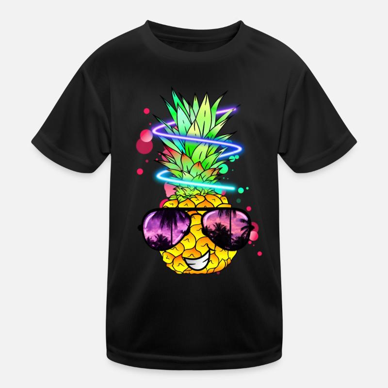 coole Ananas mit Neon Spirale Kinder Funktions-T-Shirt
