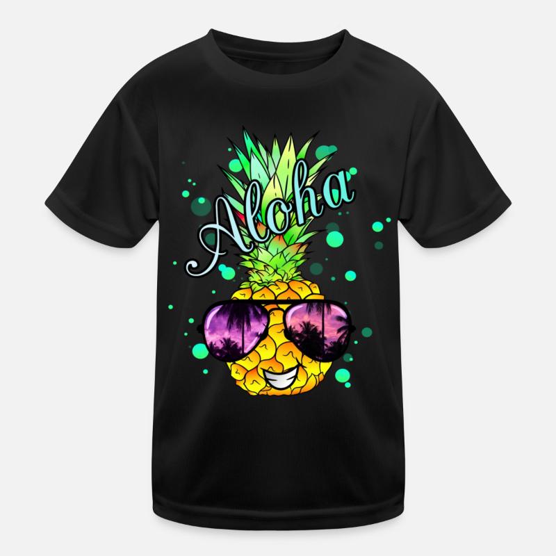 Aloha pineapple with splashes of paint Kids Functional T-Shirt