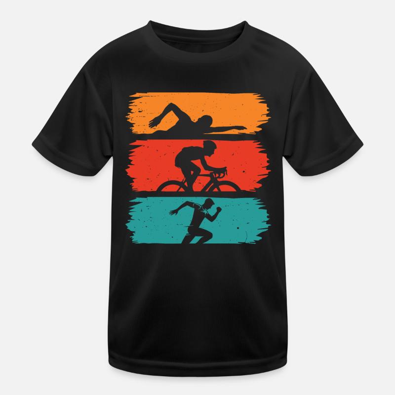 Retro Triathlon Kinder Funktions-T-Shirt