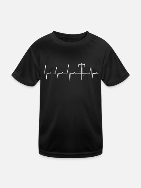 Cardiogram heartbeat racing bicycle bicycle bike - Kids Functional T-Shirt - black - Front
