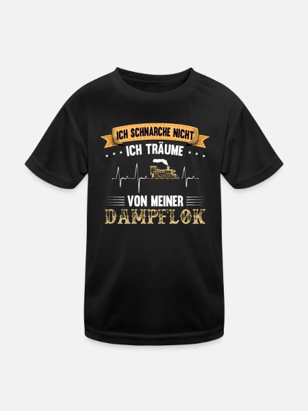 Ich schnarche nicht ich träume von meiner Dampflok - Kinder Funktions-T-Shirt - Schwarz - Vorne