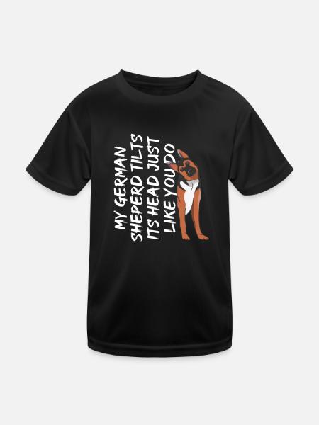 Deutscher Schäferhund Kopf drehen Hundebesitzer - Kinder Funktions-T-Shirt - Schwarz - Vorne