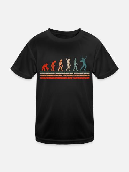 Tennis retro vintage Evolution für Tennisspieler - Kinder Funktions-T-Shirt - Schwarz - Vorne