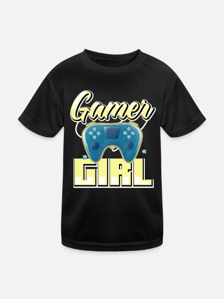 Gamer Girl Cute Anime Style Video Gamer Girl - Kinder Funktions-T-Shirt - Schwarz - Vorne