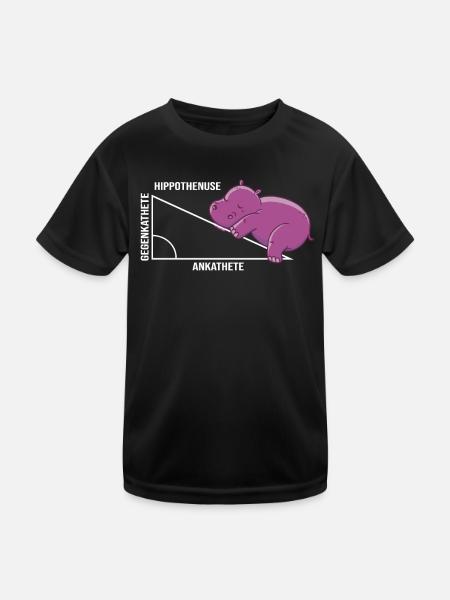Lustiges Mathe Wortspiel Hippothenuse Nilpferd - Kinder Funktions-T-Shirt - Schwarz - Vorne