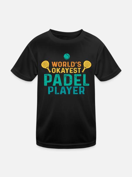Worlds Okayest Padel Player Retro Padel - Kids Functional T-Shirt - black - Front